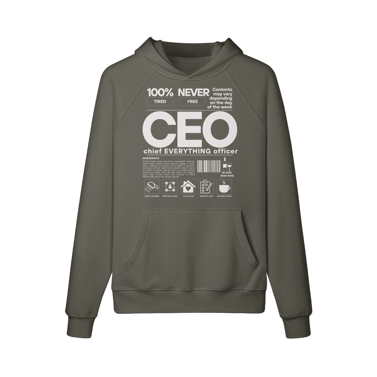 CEO (Chief EVERYTHING Officer) Ingredients Hoodie LF